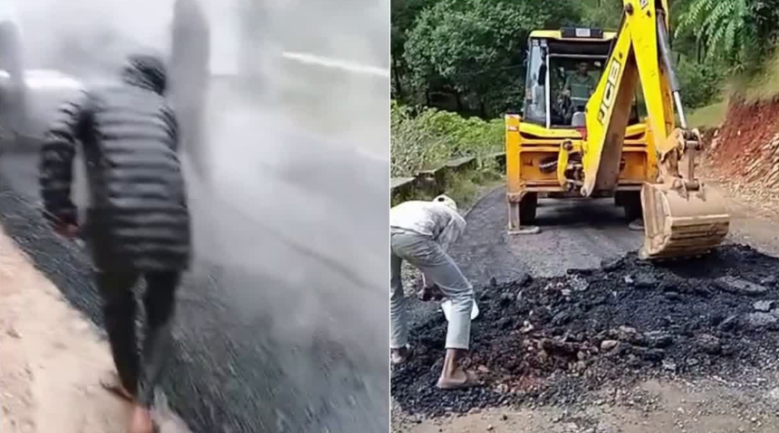 बारिश में डामरीकरण, फिर उखाड़ी सड़क